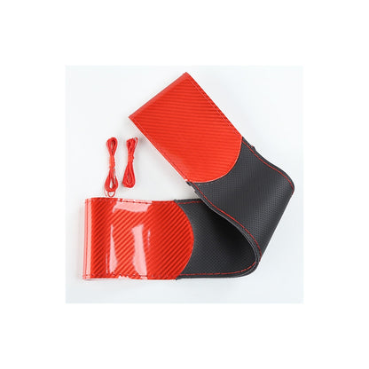 Husa de volan cu gaurele, Ac si ata PREMIUM, Marimea M 37-39cm, din Piele pentru un aspect placut al masinii si un confort sporit, Reduce gradul de oboseala, permite manevrarea mult mai usoara a volanului si protejeaza impotriva degradarii, Rosu-Carbon