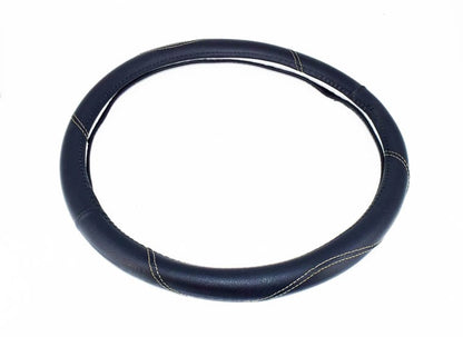 Husa volan IdealSTORE FX61 din imitatie de piele marime M, culoare negru cusatura gri deschis