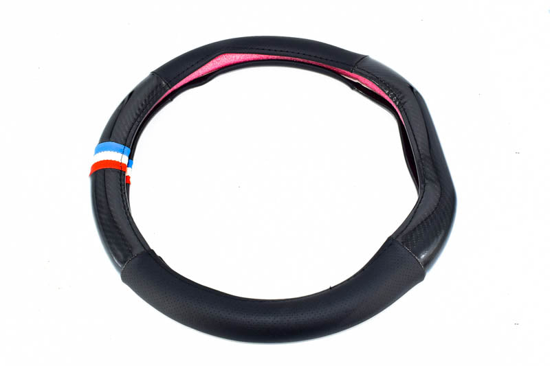 Husa volan sport IdealSTORE tesit FX97 din imitatie piele - carbon marime M 37-39 cm