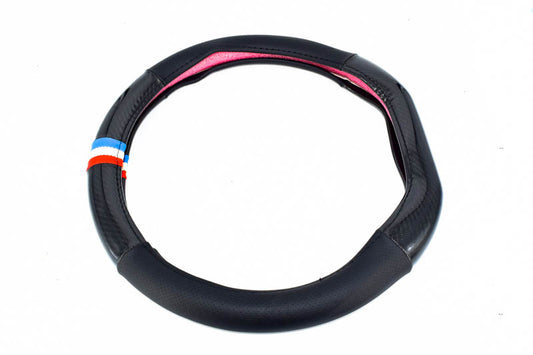 Husa volan sport IdealSTORE tesit FX97 din imitatie piele - carbon marime M 37-39 cm