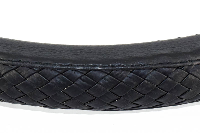 Husa volan IdealSTORE FX98 din imitatie de piele neagra impletita, marime M 37-39 cm