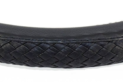 Husa volan IdealSTORE FX98 din imitatie de piele neagra impletita, marime M 37-39 cm