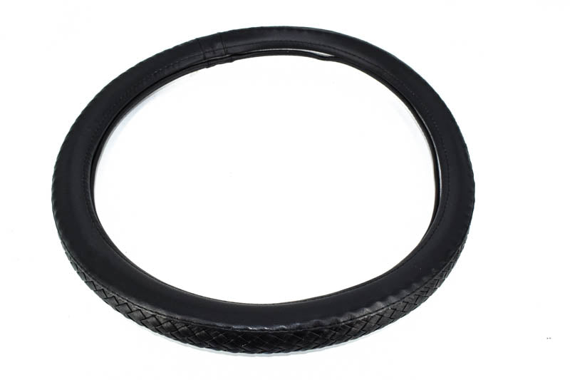 Husa volan IdealSTORE FX98 din imitatie de piele neagra impletita, marime M 37-39 cm