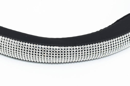 Husa volan IdealStore FX96 DIAMOND marimea M 37-39 cm, Culoare negru cu imitatie diamante