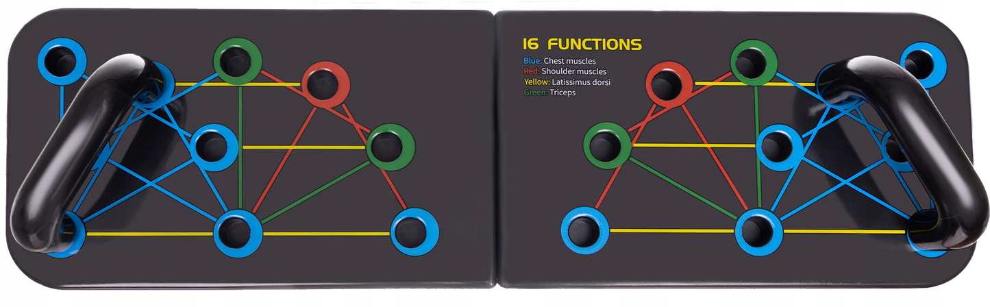 Placa de Exercitii idealStore XFunctions 16in1, cu Manere push-up, Multifunctionala, Pliabila, Stabil, Recomandat pentru incepatori si avansati, Multicolor