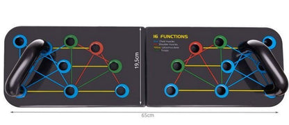 Placa de Exercitii idealStore XFunctions 16in1, cu Manere push-up, Multifunctionala, Pliabila, Stabil, Recomandat pentru incepatori si avansati, Multicolor