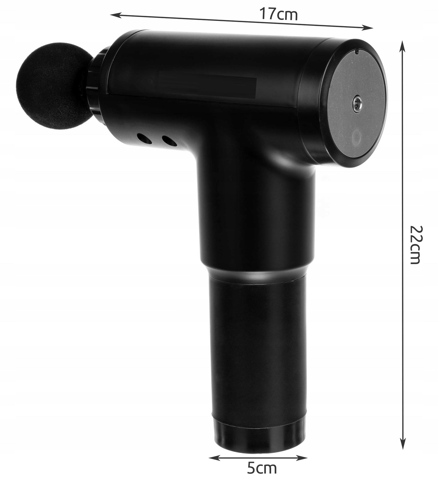 Aparat de Masaj tip Pistol idealStore, 4 capete, Autonomie 2 Ore, Ecran LCD, Relaxeaza si Stimuleaza Muschii, Design Ergonomic, Vibratii 1200 - 3200 rpm, culoare Negru