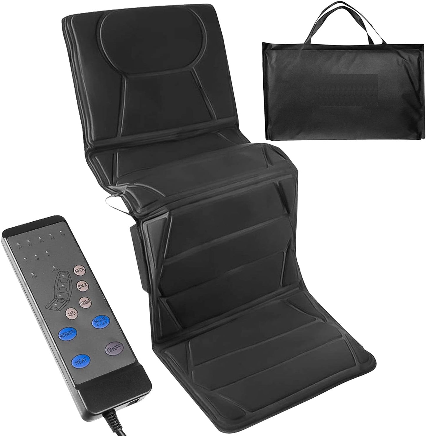 Saltea de Masaj Corporal idealSTORE, 12 Motoare de Masaj, 3 Nivele de Intensitate, 5 Moduri de Masaj, Functie de Incalzire, 20 Moduri de Operare, Geanta Depozitare