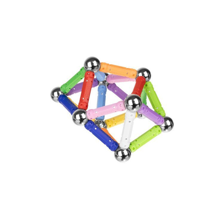 Joc Educativ cu Bastonase Magnetice, Magnetic Cubs idealStore, Contine 328 Piese, Diverse Forme si Culori, Materiale Sigure si Durabile, 2 Masinute Incluse, Stimuleaza Creativitatea, Imaginatia, Dexteritatea