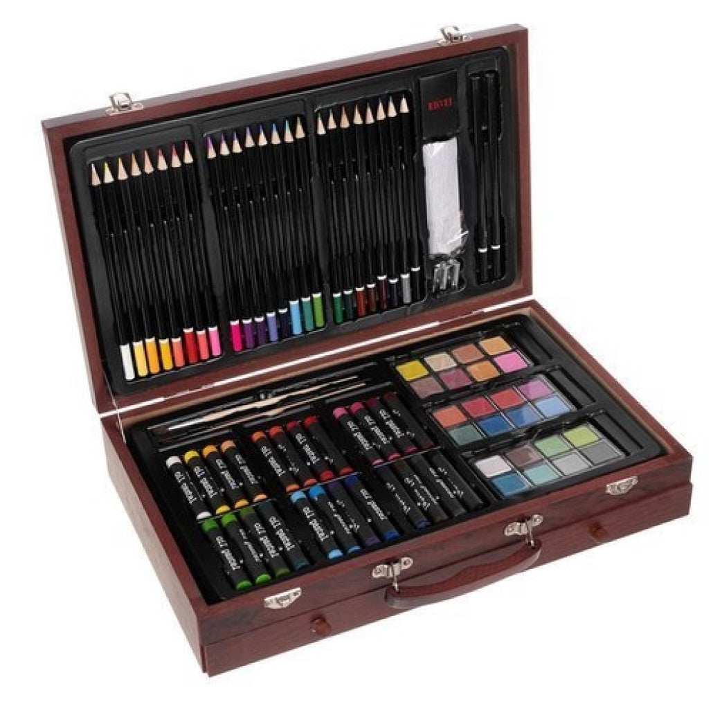 Set Pictura si Desen ARTIST CREATIVE IdealStore, Maro , Dimensiune - 37 x 8 x 23 cm ,143 de piese compartimentate in valiza oferind in acelasi timp protectie si ordine