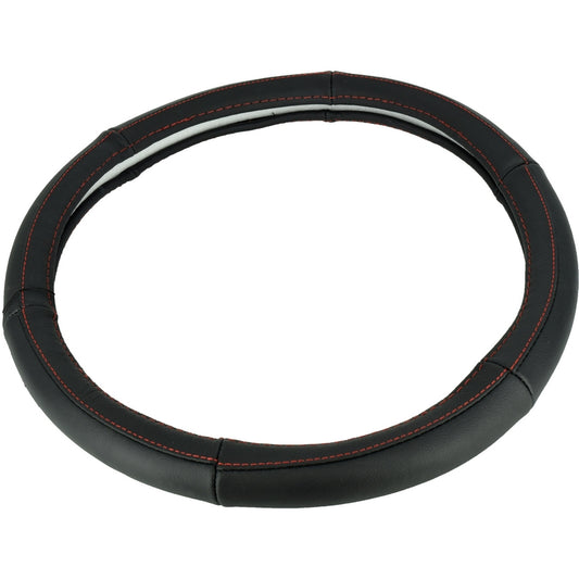 Husa volan IdealSTORE din piele fara gaurele, marimea M culoare negru, Diametru 37-38 cm