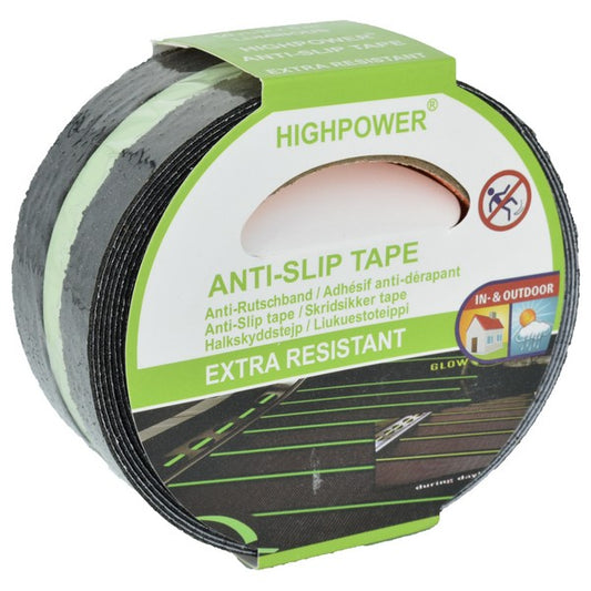 Banda adeziva antialunecare negru verde fosforescent 5cm X 5m HPT08