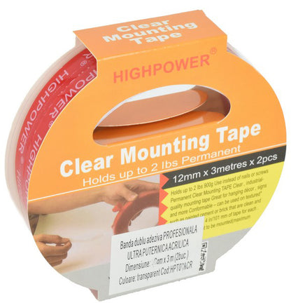 Banda Dublu Adeziva idealStore Profesionala, Ultra Puternica, Acrilica 1.2cm X 3m