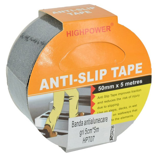 Banda adeziva antialunecare gri 5cm X 5m HPT07