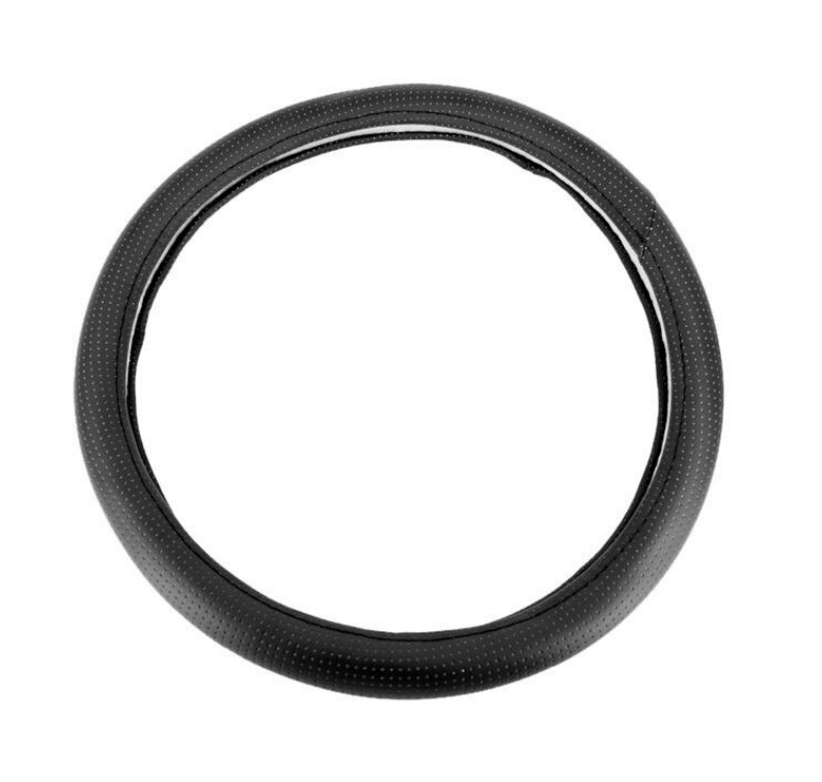 Husa Volan idealStore cu Gaurele, Imitatie Piele, Marime M 37-39 cm, Neagra