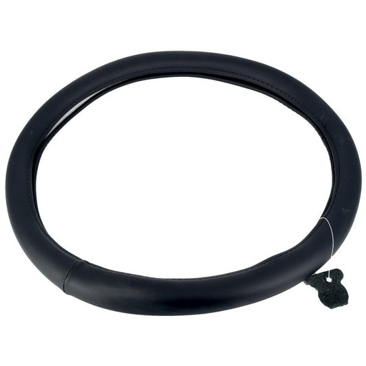 Husa volan IdealSTORE, imitatie piele fara gaurele marime M 37-39cm, culoare negru