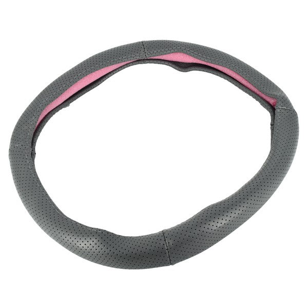 Husa volan universala IdealStore din piele cu gaurele, marime M 37-39cm, culoare gri