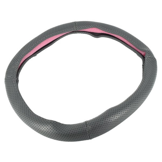 Husa volan universala IdealStore din piele cu gaurele, marime M 37-39cm, culoare gri