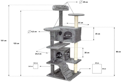 Ansamblu de joaca pentru pisici cu 7 etaje Funfit - gri