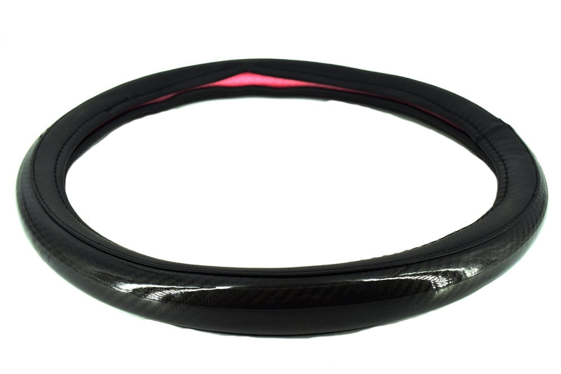 Husa volan IdealSTORE din carbon marime M 38-39cm, Culoare Negru