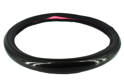 Husa volan IdealSTORE din carbon marime M 38-39cm, Culoare Negru