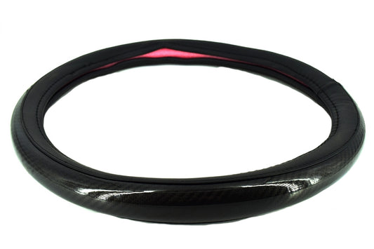 Husa volan IdealSTORE din carbon marime M 38-39cm, Culoare Negru