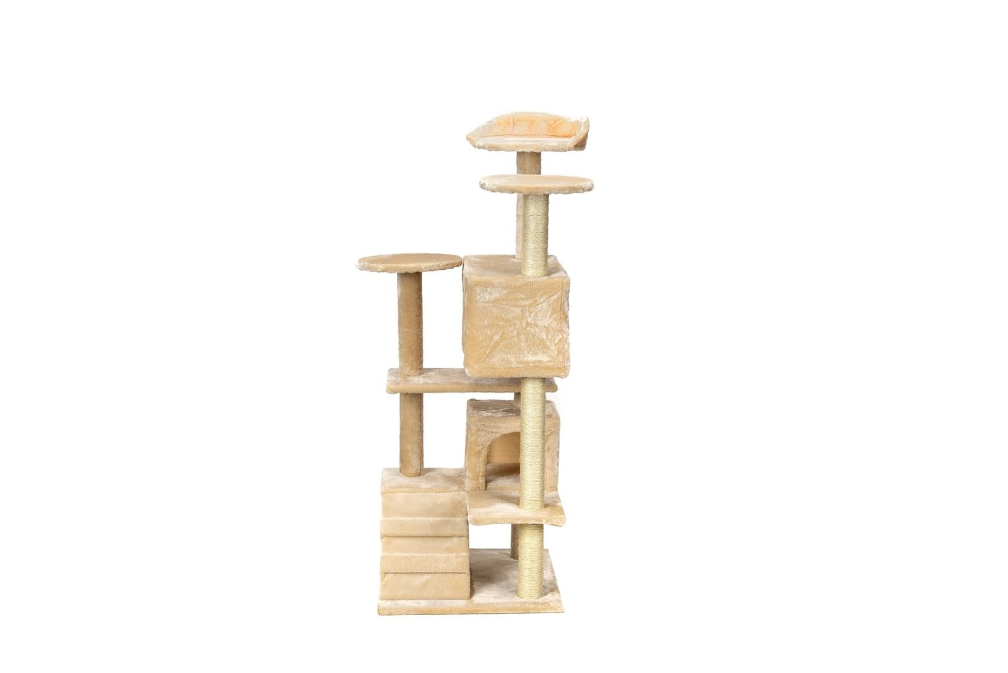 Ansamblu de joaca pentru pisici idealStore Funny Tower, 3 Turnulete, 2 Casute, Snur Sisal, Tapiterie Moale, Foarte Stabil, 131 cm inaltime