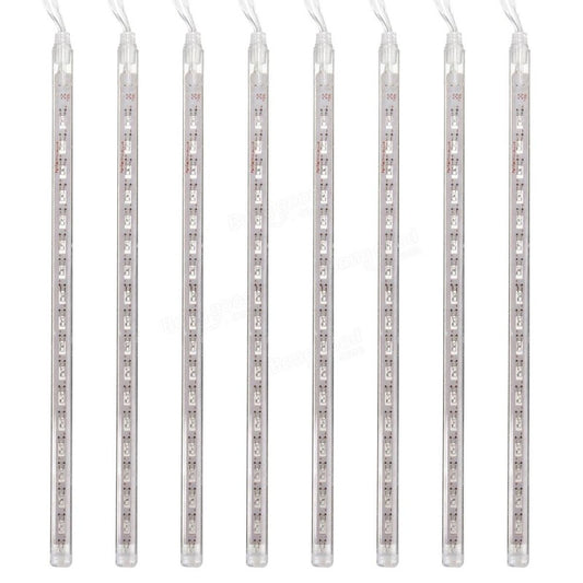 Instalatie Turturi IDL, 160 led-uri albe cu lumina rece cuprinse in 8 tuburi cu efect de 'fulg de nea' ce confera un aspect primitor casei, Grad de protectie IP44 ce protejeaza impotriva corpurilor solide si a apei pulverizate