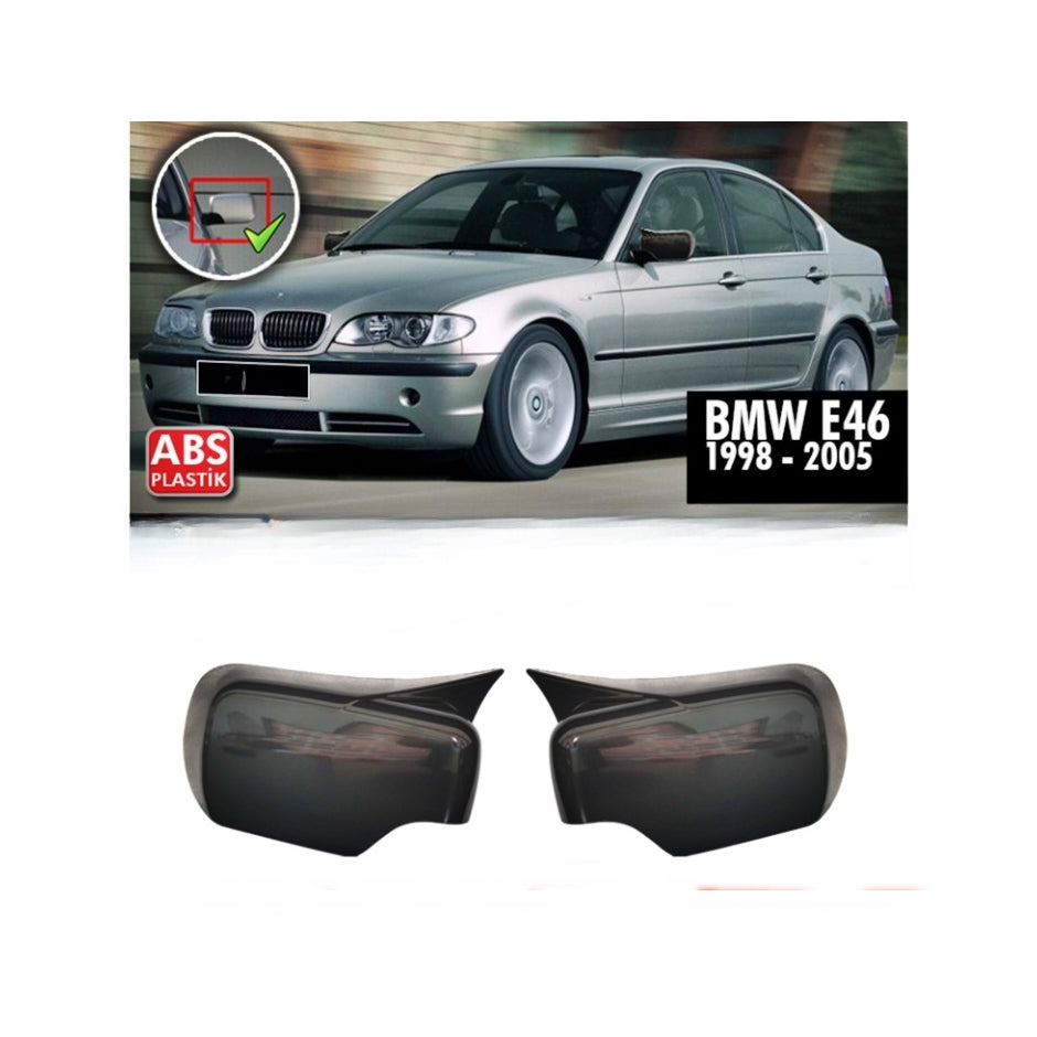 Set 2 Capace Oglinzi tip BATMAN idealSTORE pentru BMW Seria 3 E46, culoare Piano Black - Negru Lucios, Montaj Usor, Rezistent UV, Material Premium
