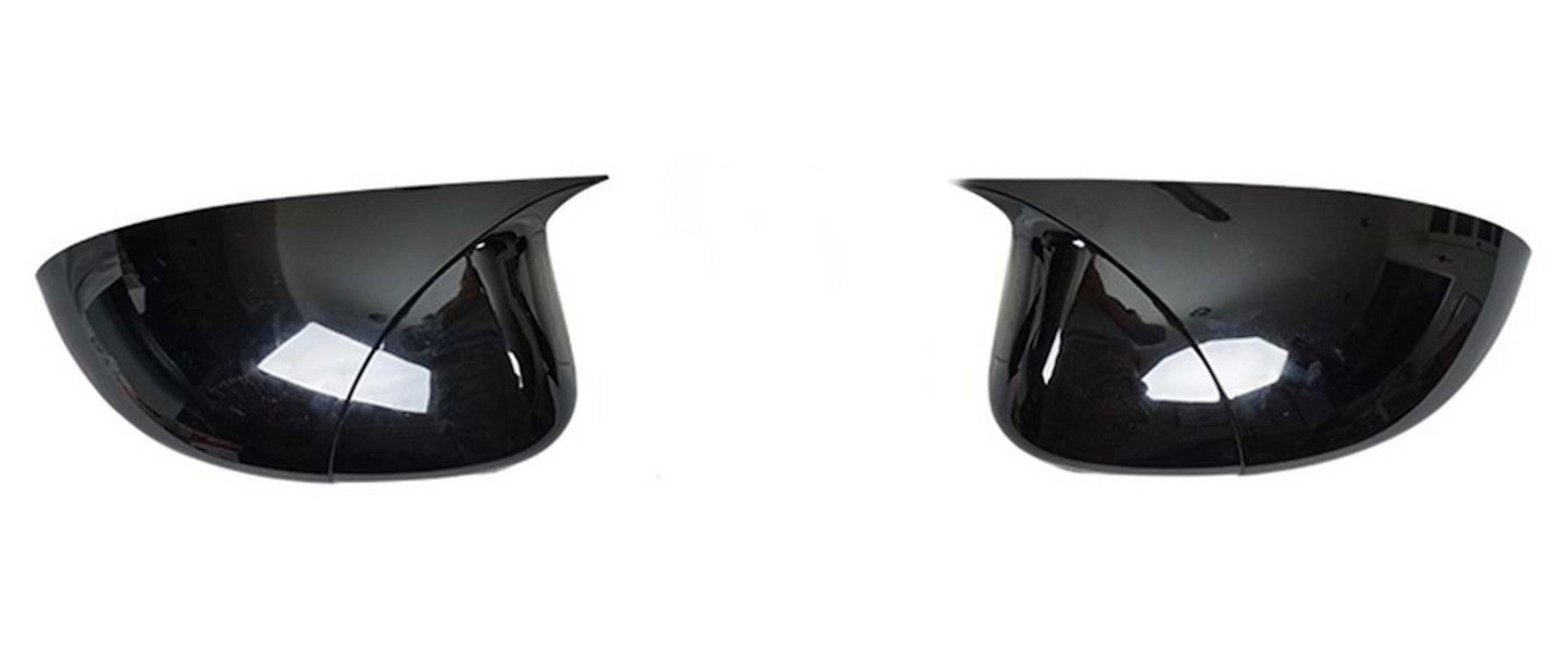 Set 2 Capace Oglinzi tip BATMAN idealSTORE pentru Fiat Linea, 500, 500X, Punto, culoare Piano Black - Negru Lucios, Montaj Usor, Rezistent UV, Material Premium