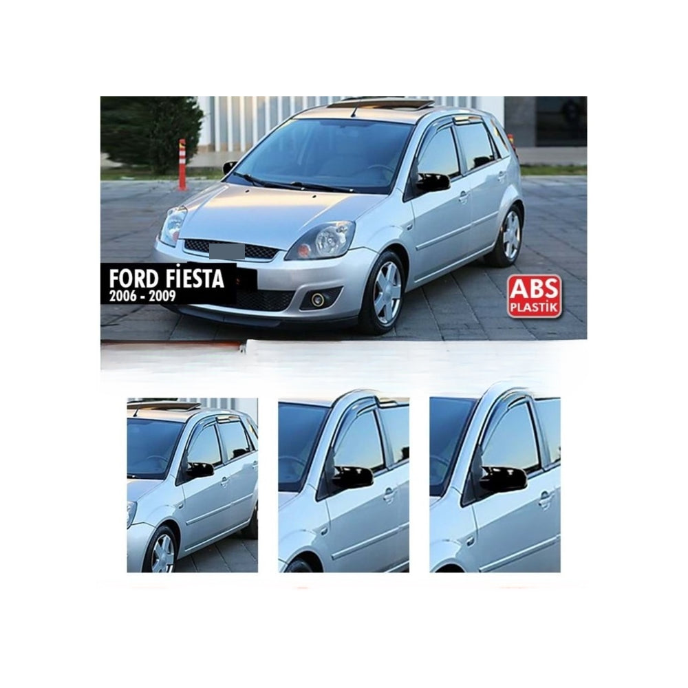 Set 2 Capace Oglinzi tip BATMAN idealSTORE pentru Ford Focus II, Fiesta 2006, Fusion 2006, culoare Piano Black - Negru Lucios, Montaj Usor, Rezistent UV, Material Premium