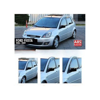 Set 2 Capace Oglinzi tip BATMAN idealSTORE pentru Ford Focus II, Fiesta 2006, Fusion 2006, culoare Piano Black - Negru Lucios, Montaj Usor, Rezistent UV, Material Premium