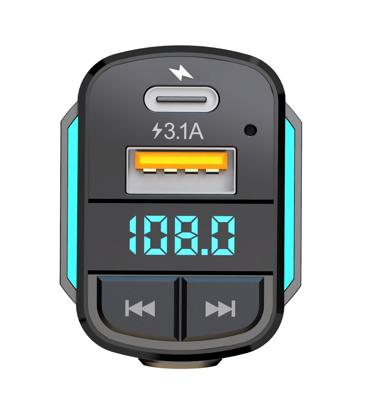 Modulator FM idealSTORE cu trei tipuri mufe de incarcare tip C, micro USB si Lightening, Frecventa-20Hz-20KHz, Lumini- LED, Bth -+2dbm, Radio FM -87,5-108MHz, Functia de apelare maini libere, MP3, WAV, Material ABS+PC, 12V-24V, Bluetooth -5,3, TF/card