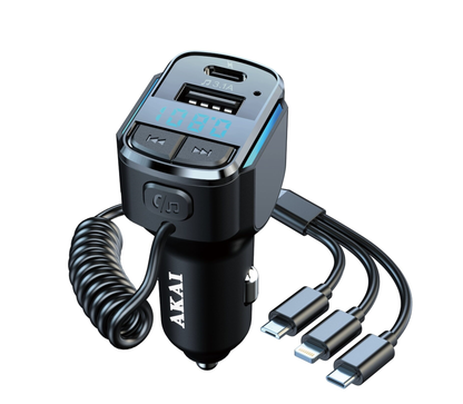 Modulator FM idealSTORE cu trei tipuri mufe de incarcare tip C, micro USB si Lightening, Frecventa-20Hz-20KHz, Lumini- LED, Bth -+2dbm, Radio FM -87,5-108MHz, Functia de apelare maini libere, MP3, WAV, Material ABS+PC, 12V-24V, Bluetooth -5,3, TF/card