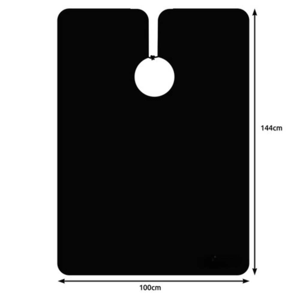 Pelerina de Tuns si Coafat idealStore, Impermeabila, Adjustabila, Usor de Curatat, Prindere cu Jnur, 144x100 cm, Neagra