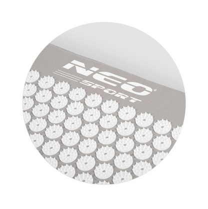 Covoras de Presopunctura NeoRelax idealStore, Tehnologie Heat-Press, Husa Detasabila, Saculet de Depozitare, Ajuta la Diverse Afectiuni, Culoare Gri Alb