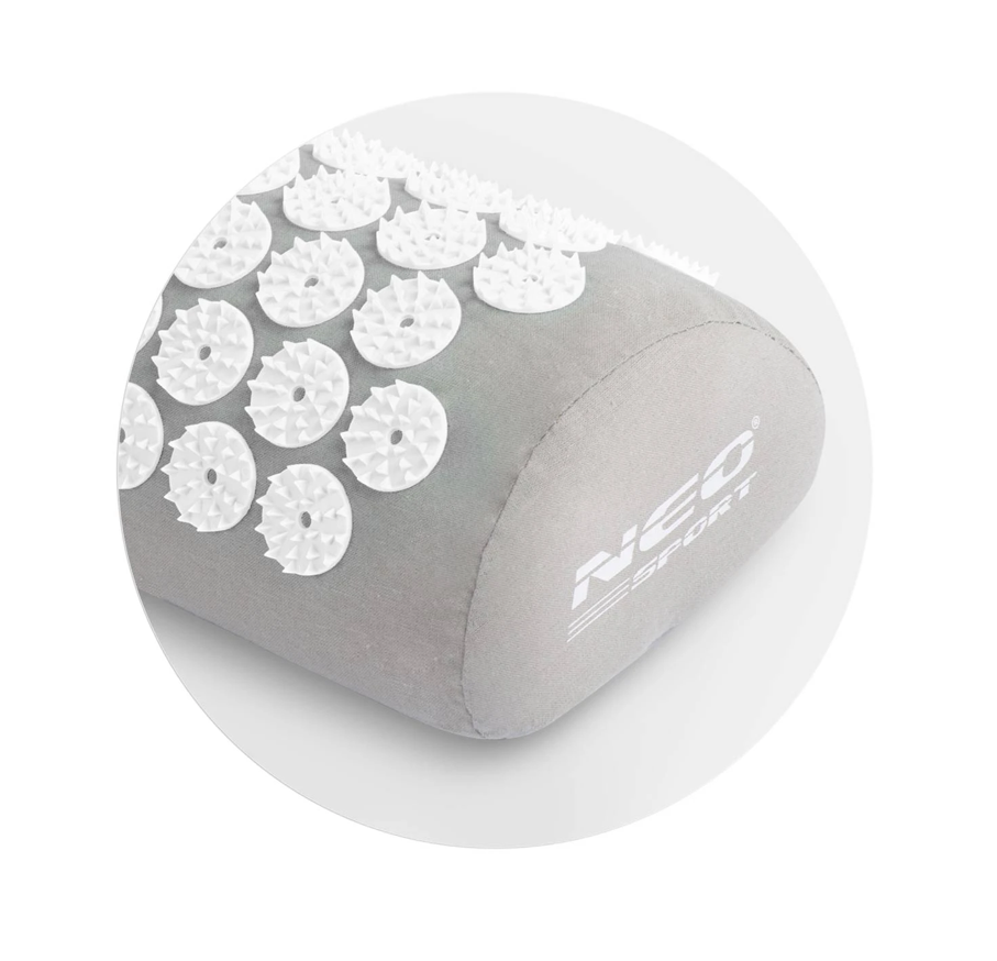 Covoras de Presopunctura NeoRelax idealStore, Tehnologie Heat-Press, Husa Detasabila, Saculet de Depozitare, Ajuta la Diverse Afectiuni, Culoare Gri Alb