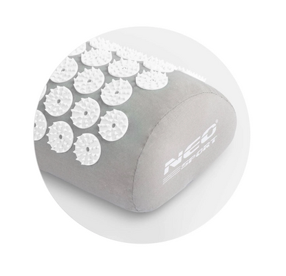 Covoras de Presopunctura NeoRelax idealStore, Tehnologie Heat-Press, Husa Detasabila, Saculet de Depozitare, Ajuta la Diverse Afectiuni, Culoare Gri Alb