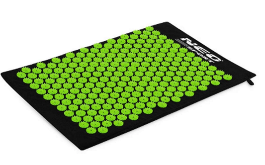 Covoras de Presopunctura NeoRelax idealStore, Tehnologie Heat-Press, Husa Detasabila, Saculet de Depozitare, Ajuta la Diverse Afectiuni, Culoare Negru Verde