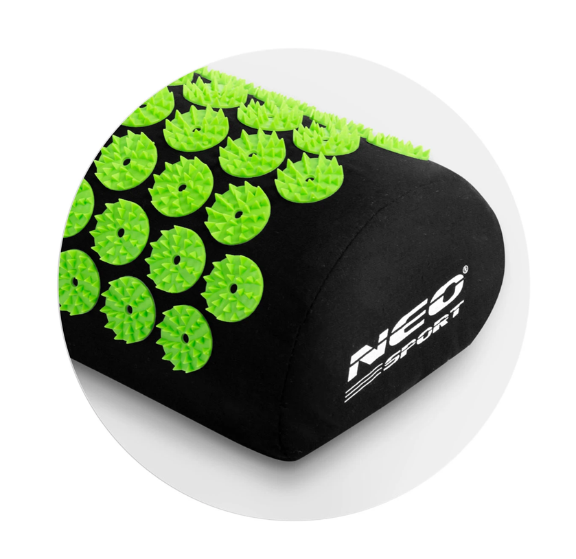 Covoras de Presopunctura NeoRelax idealStore, Tehnologie Heat-Press, Husa Detasabila, Saculet de Depozitare, Ajuta la Diverse Afectiuni, Culoare Negru Verde