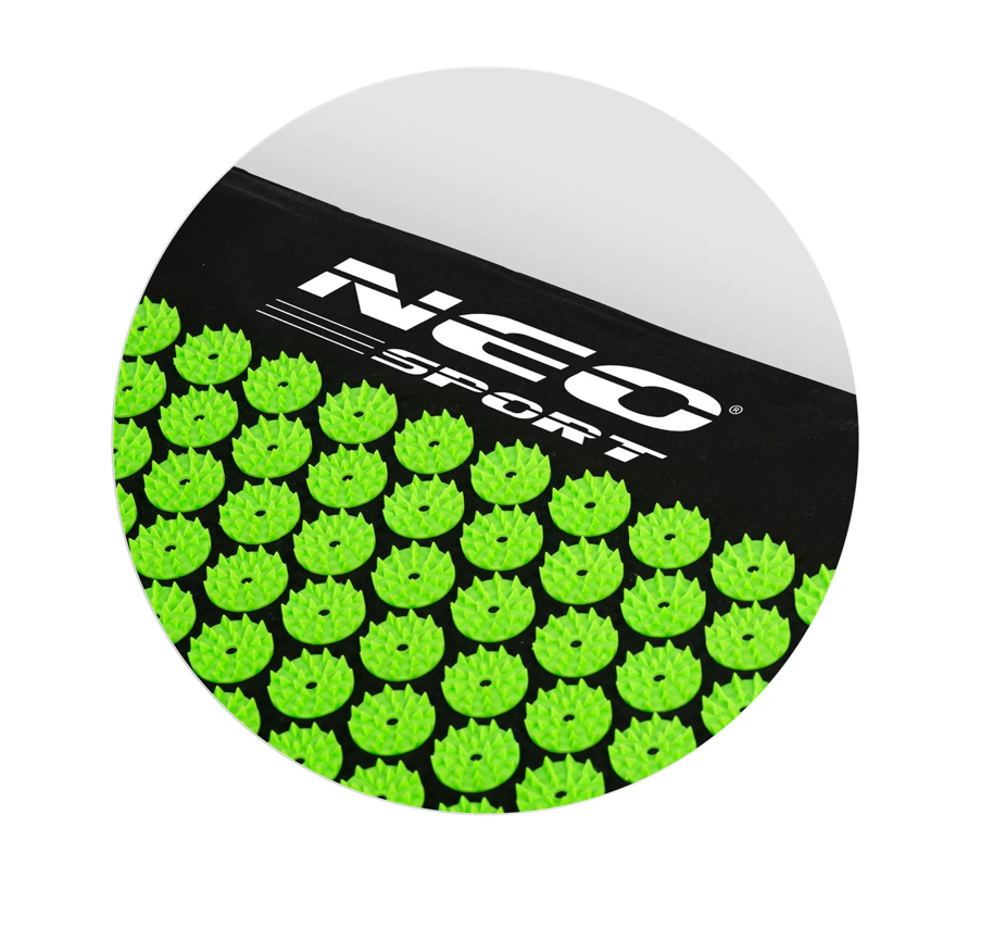 Covoras de Presopunctura NeoRelax idealStore, Tehnologie Heat-Press, Husa Detasabila, Saculet de Depozitare, Ajuta la Diverse Afectiuni, Culoare Negru Verde