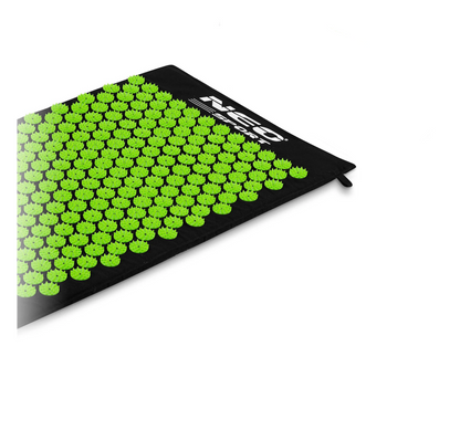 Covoras de Presopunctura NeoRelax idealStore, Tehnologie Heat-Press, Husa Detasabila, Saculet de Depozitare, Ajuta la Diverse Afectiuni, Culoare Negru Verde