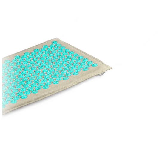 Covoras de Presopunctura NeoRelax idealStore, Tehnologie Heat-Press, Husa Detasabila, Saculet de Depozitare, Ajuta la Diverse Afectiuni, Culoare Gri Turcoaz