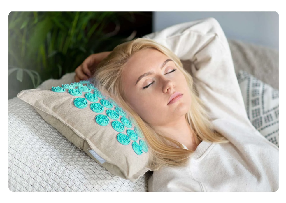 Covoras de Presopunctura NeoRelax idealStore, Tehnologie Heat-Press, Husa Detasabila, Saculet de Depozitare, Ajuta la Diverse Afectiuni, Culoare Gri Turcoaz