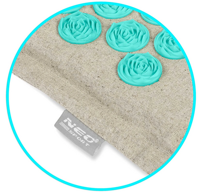 Covoras de Presopunctura NeoRelax idealStore, Tehnologie Heat-Press, Husa Detasabila, Saculet de Depozitare, Ajuta la Diverse Afectiuni, Culoare Gri Turcoaz