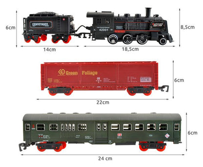 Circuit Cu Tren Electric DDEshop, lungimea totala a Pistei de pana la 7 metri, Scoate Sunete si Aburi Reale unui Tren