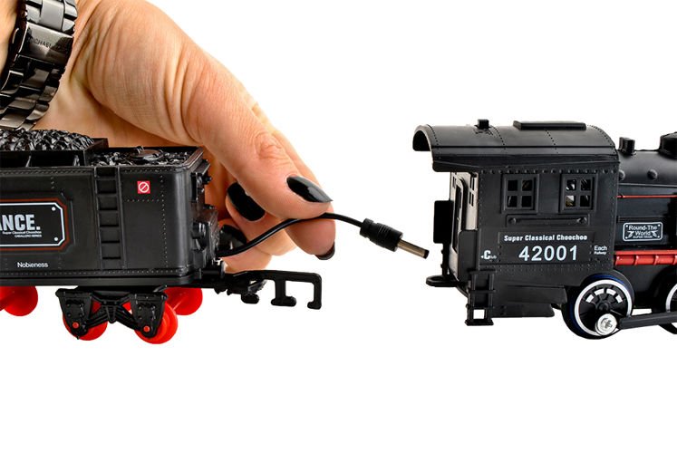 Circuit Cu Tren Electric DDEshop, lungimea totala a Pistei de pana la 7 metri, Scoate Sunete si Aburi Reale unui Tren