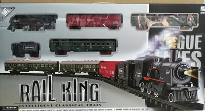 Circuit Cu Tren Electric DDEshop, lungimea totala a Pistei de pana la 7 metri, Scoate Sunete si Aburi Reale unui Tren