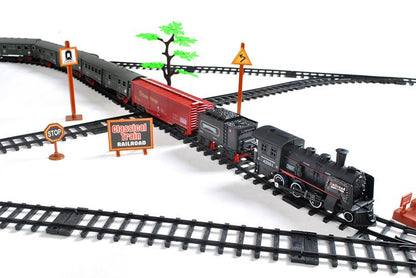 Circuit Cu Tren Electric DDEshop, lungimea totala a Pistei de pana la 7 metri, Scoate Sunete si Aburi Reale unui Tren