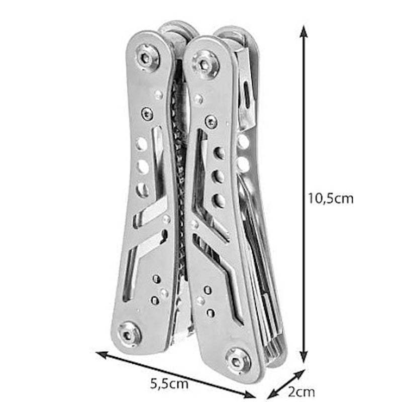 Cleste Patent idealSTORE Multifunctional 13in1 + 11 Biti, din Otel Inoxidabil de Calitate Superioara, pentru Drumetii, Camping, Pescuit, Gradinarit, cu Husa de Depozitare, Greutate 260 g